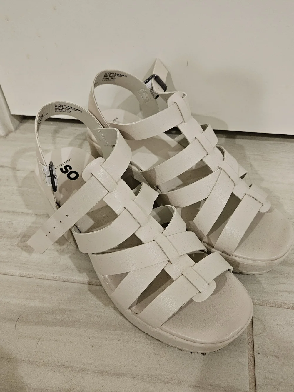 SO White Strappy Women's Sandals with Ankle Buckle